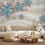 Blue Floral with Jewellery Leaf Wallpaper Mural