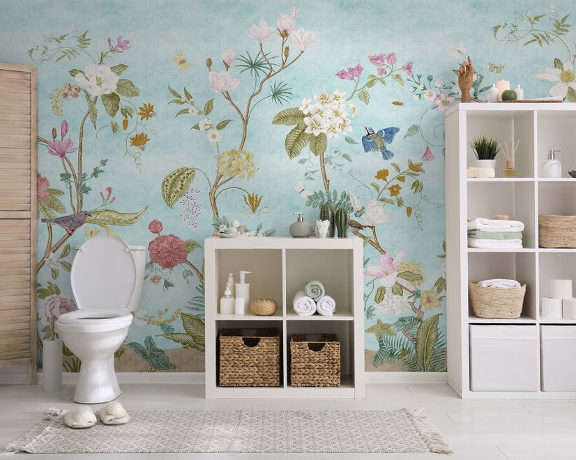 Colorful Chinoiserie Floral Wallpaper Mural