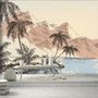 Vintage Holzkohle Tropische Palmen und Sommerstrand Fototapete