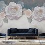 Vintage White Rose Floral Wallpaper Mural