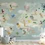 Kids World Atlas with Animals Wallpaper Mural