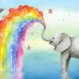 Kids Elephant with Watercolor Rainbow Wallpaper Mural
