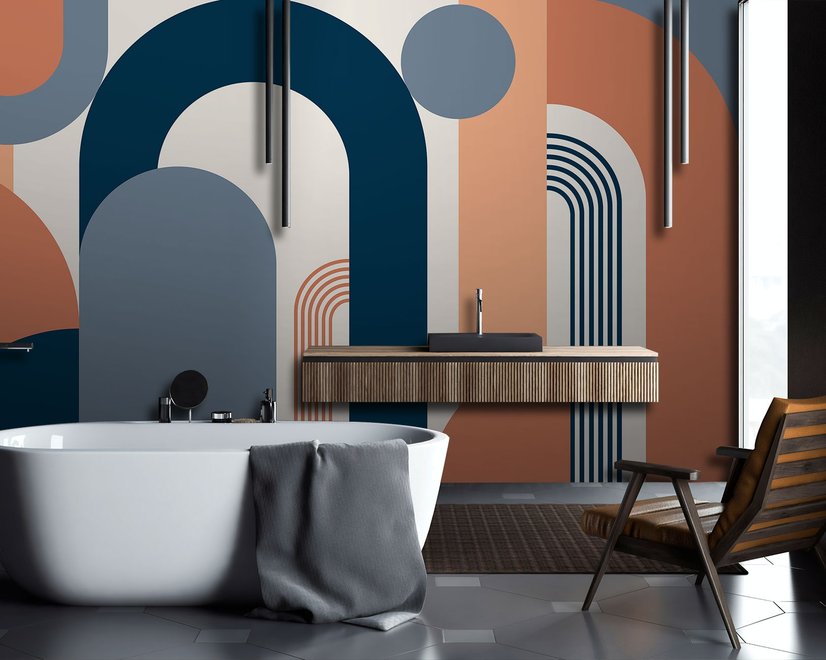 Geometric Arch with Shapes Wallpaper Mural