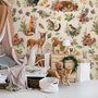Kinderzimmer Aquarell Niedliche Waldtiere Muster Fototapete