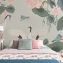 Pink Lotus Flower and White Stork Wallpaper Mural