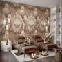 Vintage Terracotta Tropical Flowers and Leaves Wallpaper Mural