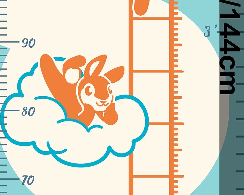 Kids Growth Chart With Hot Air Balloon Wall Decal Sticker