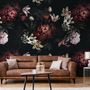 Realistic Dark Peony Floral Bouquet Wallpaper Mural