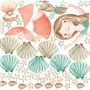 Kids Mermaid Girls with Pearl Oyster Wall Decal Sticker
