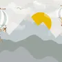 Kids Nursery Mountain Landscape with Hot Air Balloon Wallpaper Mural