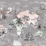 Papier peint carte du monde enfants monuments célèbres