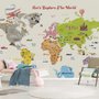 Papier Peint Panoramique Éducatif et Coloré pour Enfants avec Carte du Monde