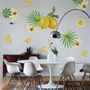 Yellow Lemon with Lily Florals Wall Decal Sticker
