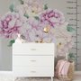 Aquarelle rose blanc Bouquets floraux avec feuilles vertes Stickers muraux