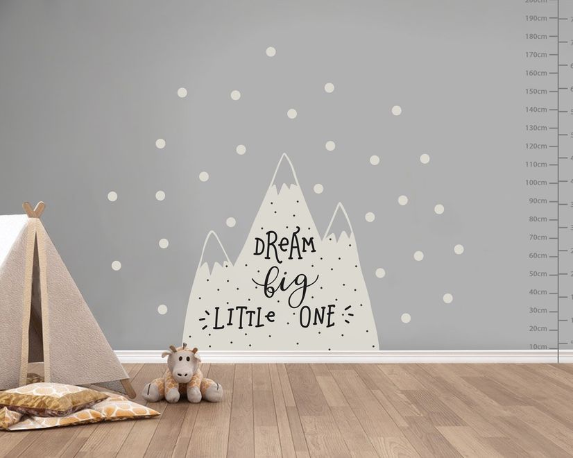 Kids Gray Mountains and White Snow Wall Decal Sticker