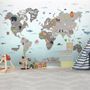 Gray Kids World Map Wallpaper Mural