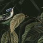 Papier peint panoramique de plantes botaniques sombres avec animaux