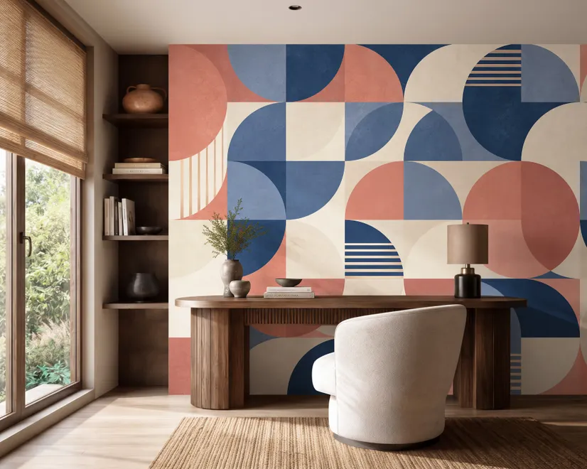 Retro Abstract Geometric Shapes Wallpaper Mural