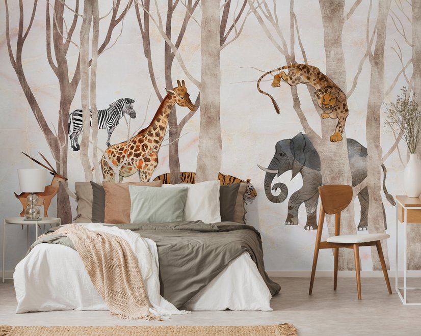 Aquarell Wilde Tiere Fototapete