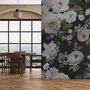 Dunkle Blumen und Weiße Pfingstrosen Fototapete