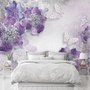 Purple Ornament Floral with Little Butterfly Wallpaper Mural