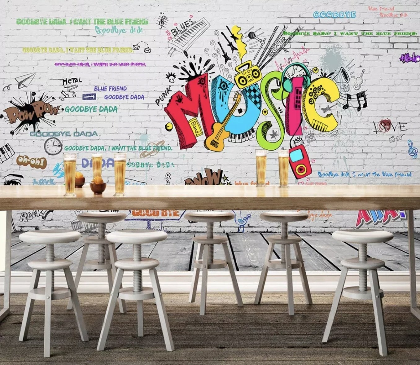 Street Graffiti Rock Music Wallpaper Mural - Peel and Stick