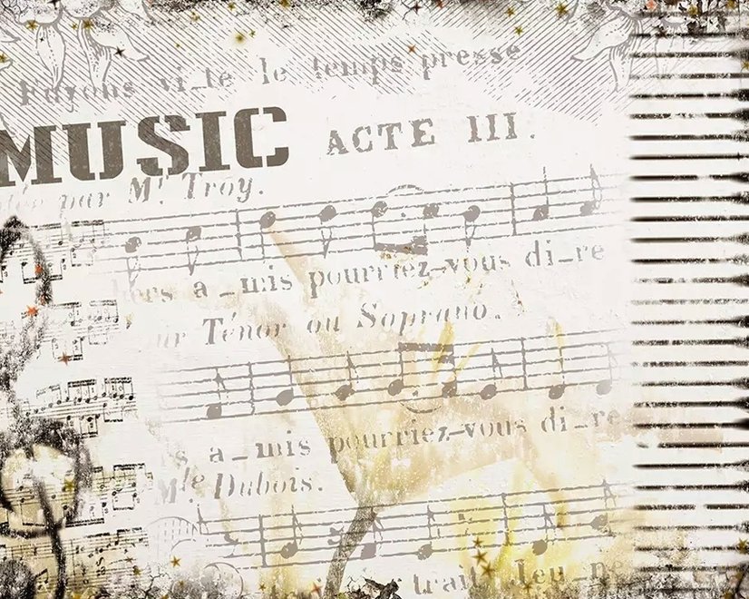 Nostalgic Beige Music Notes Wallpaper Mural