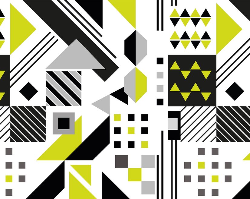 Black Yellow Geometric Shapes Wallpaper Mural