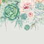 Nostalgic Soft Green Vine Floral Art Wallpaper Mural