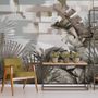 Tropical Leaf Painting with Brush Strokes Wallpaper Mural