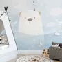 Cartoon Bear with Nightscape Wallpaper Mural