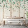 Aquarell-Stil Wald mit grünen braunen kleinen Blättern Fototapete