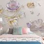 3D Embossed Look Tulip Floral with Swan Wallpaper Mural