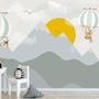 Kids Nursery Mountain Landscape with Hot Air Balloon Wallpaper Mural