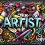 Drawing Graffiti Artist with Colorful Painting Wallpaper Mural