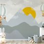 Kids Nursery Mountain Landscape with Hot Air Balloon Wallpaper Mural