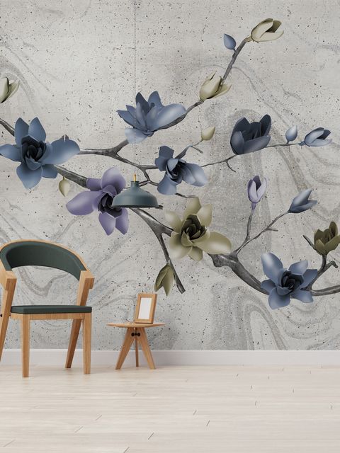 Retro Magnolia Blossom Wallpaper Mural