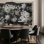 Dark Floral and White Peony Blossoms Wallpaper Mural
