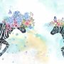 Colorful Flowery Zebra Wallpaper Mural