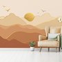 Papier Peint Panoramique Paysage Doré au Lever et Coucher de Soleil