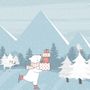 Ice Skater White Bear on the Snowy Winter Forest Wallpaper Mural