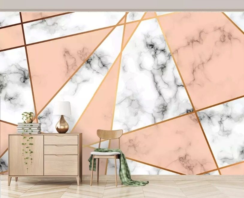 Gray Pink Marble Pattern Wallpaper Mural