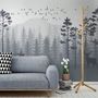 Monochrome Mountain and Forest Scape Wallpaper Mural
