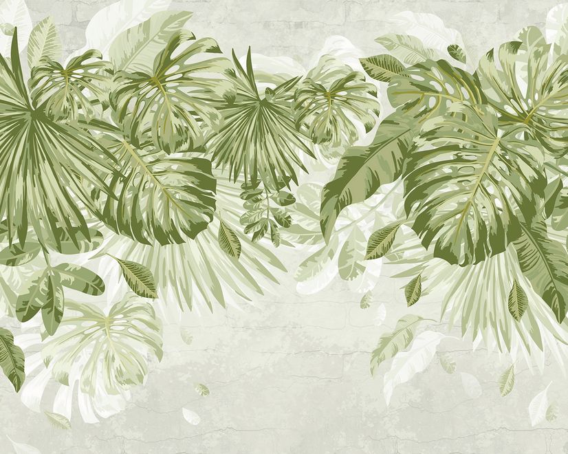 Watercolor Tropical Leaves Wallpaper Mural