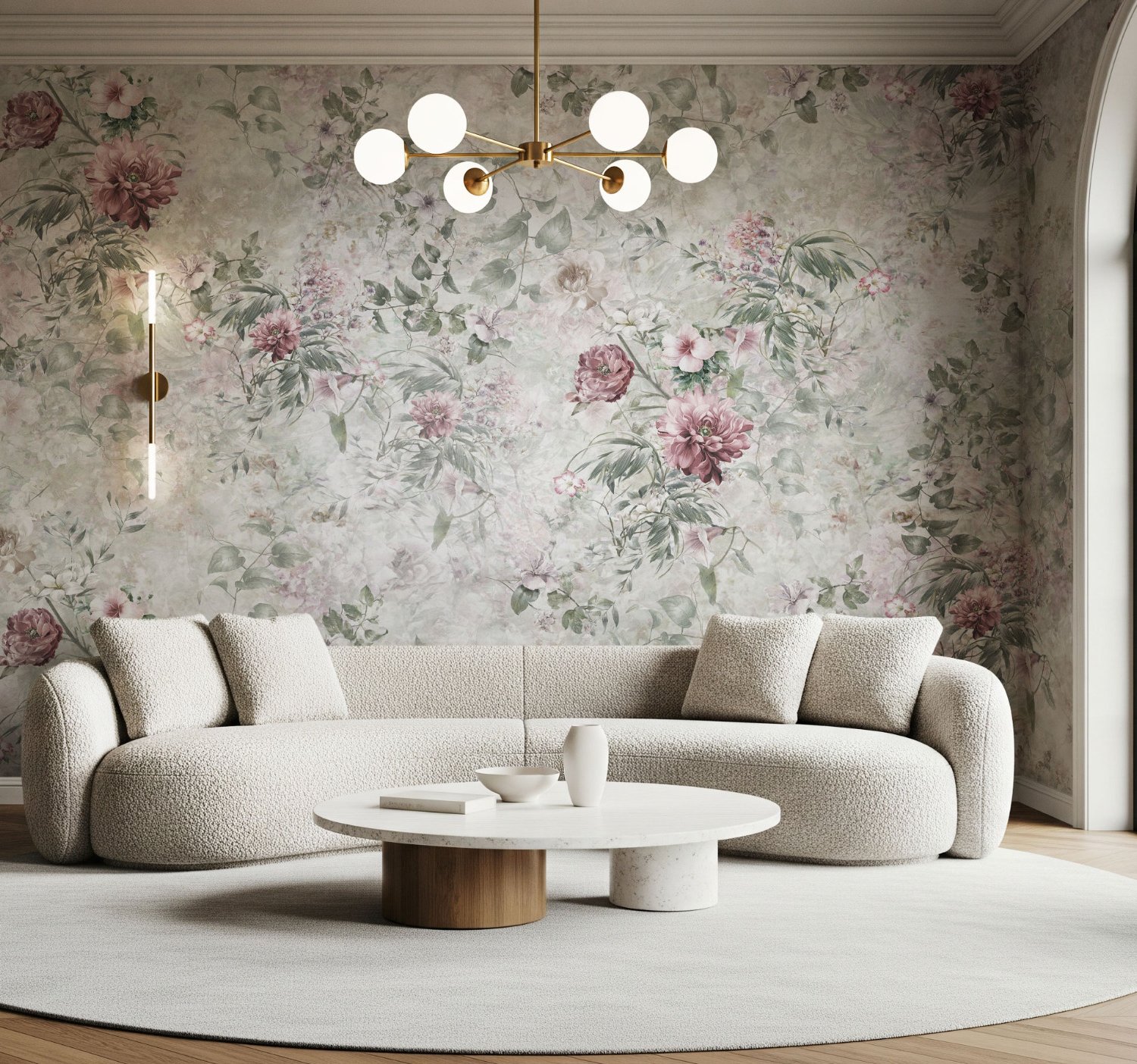 Vintage Floral Wallpaper Mural - Peel and Stick