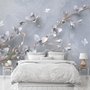 Papier peint artistique fleurs et branches de magnolia