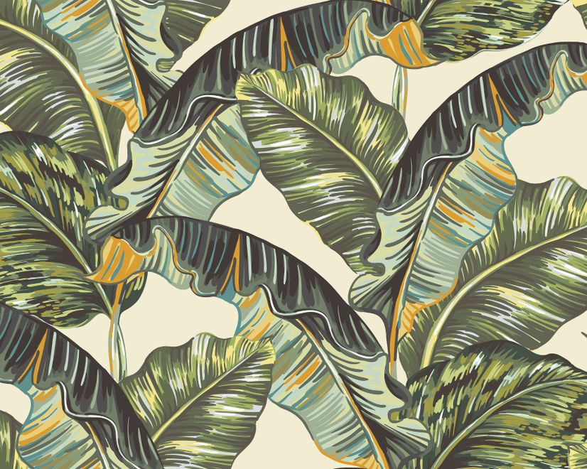 Vintage Banana Leaf Pattern Wallpaper Mural