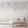 Watercolor Hanging Wisteria Flowers with Hummingbirds Wallpaper Mural 