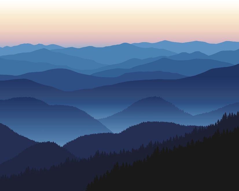 Mountain Silhouette at Sunset Wallpaper Mural