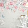 Pink Victorian Vine Flower Wallpaper Mural